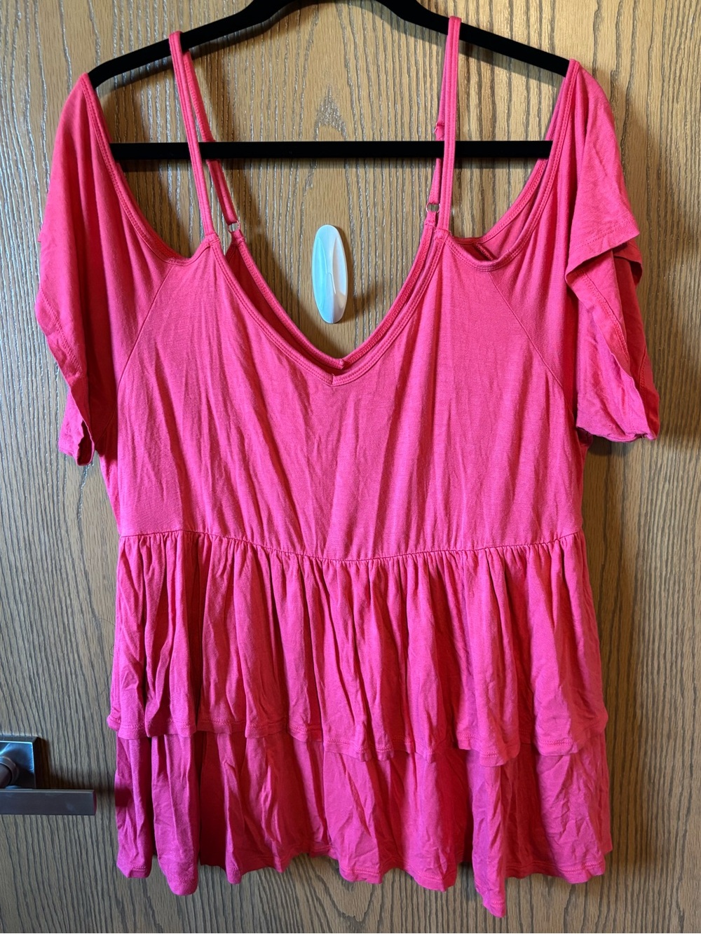 torrid women’s plus 2 Pink Cold-Shoulder Tiered Ruffle Top